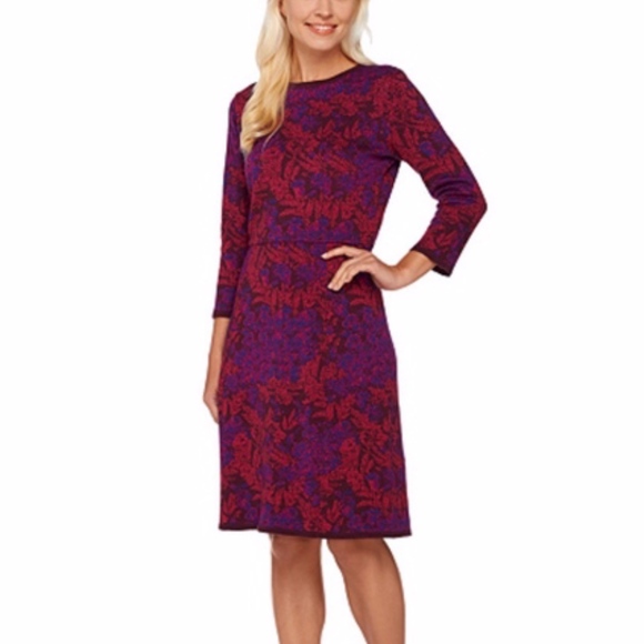 NWOT Isaac Mizrahi Deep Burgundy Sweater Dress L - Picture 1 of 8